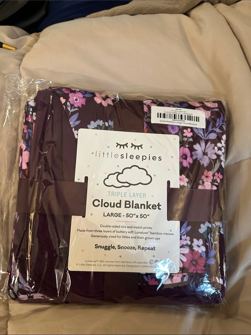 Little Sleepies Violet Meadow Triple-Layer Cloud Blanket - Large